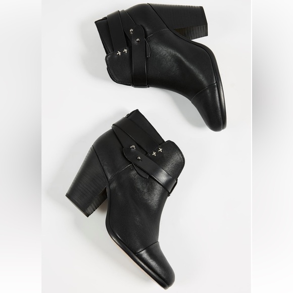 Rag & Bone Black Leather Harrow Booties - Picture 2 of 6